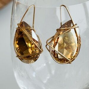 Swarovski crystal Gold Wire Wrapped Earrings